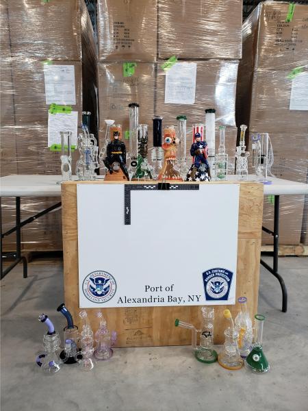 Drug paraphernalia glass smoking pipes seized at Alexandria Bay, N.Y. Port of Entry.