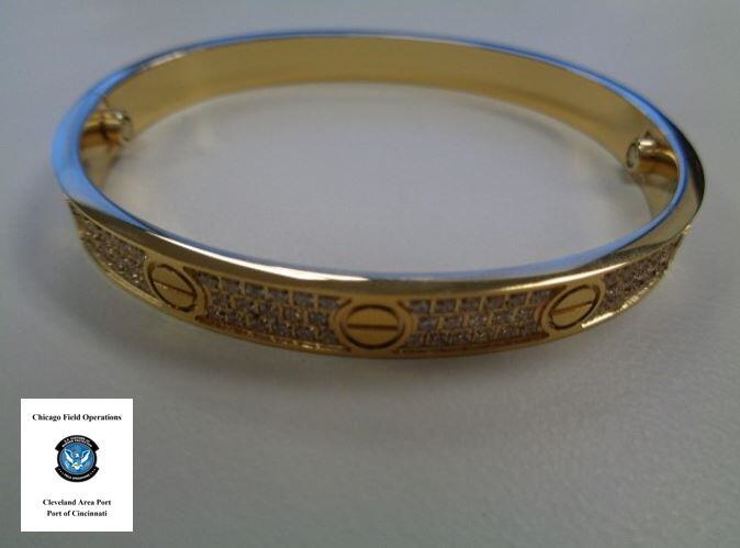 Image of counterfeit Cartier bracelet seized by CBP Cincinnati